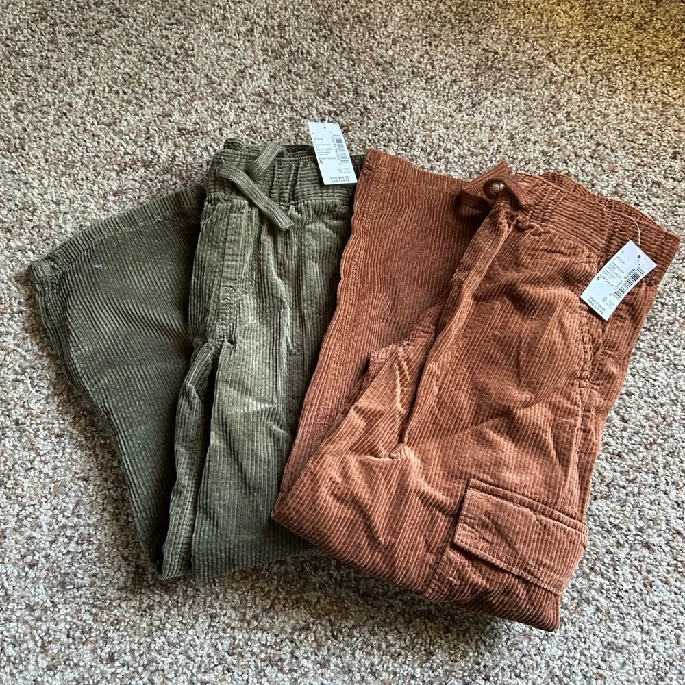 NEW The Children's Place Corduroy Cargo Pants - Saddle Brown & Olive - Boys 6